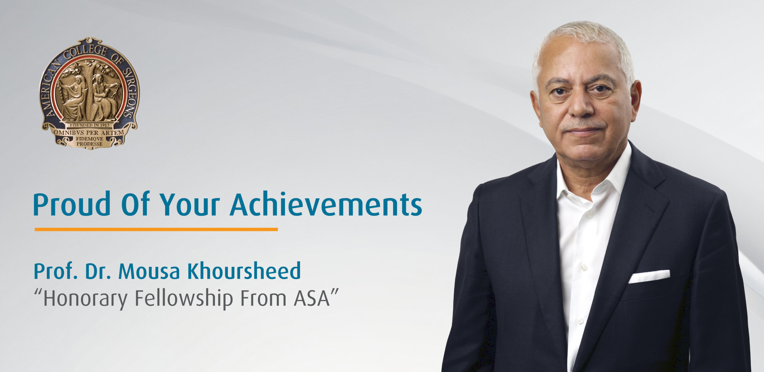 Professor Dr. Mousa Khourseed Awarded Honorary Fellowship for 2024 by the American Surgical Association
